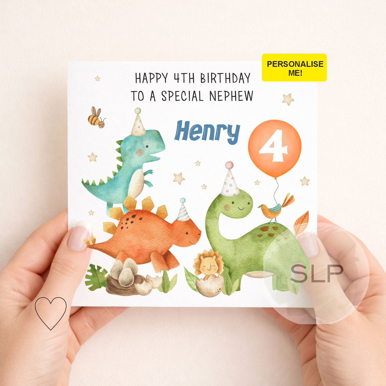 Personalised 1st, 2nd, 3rd, 4th, 5th Dinosaur Birthday Card for Son, Daughter, Grandson, Granddaughter, Nephew, Boys Dinosaur