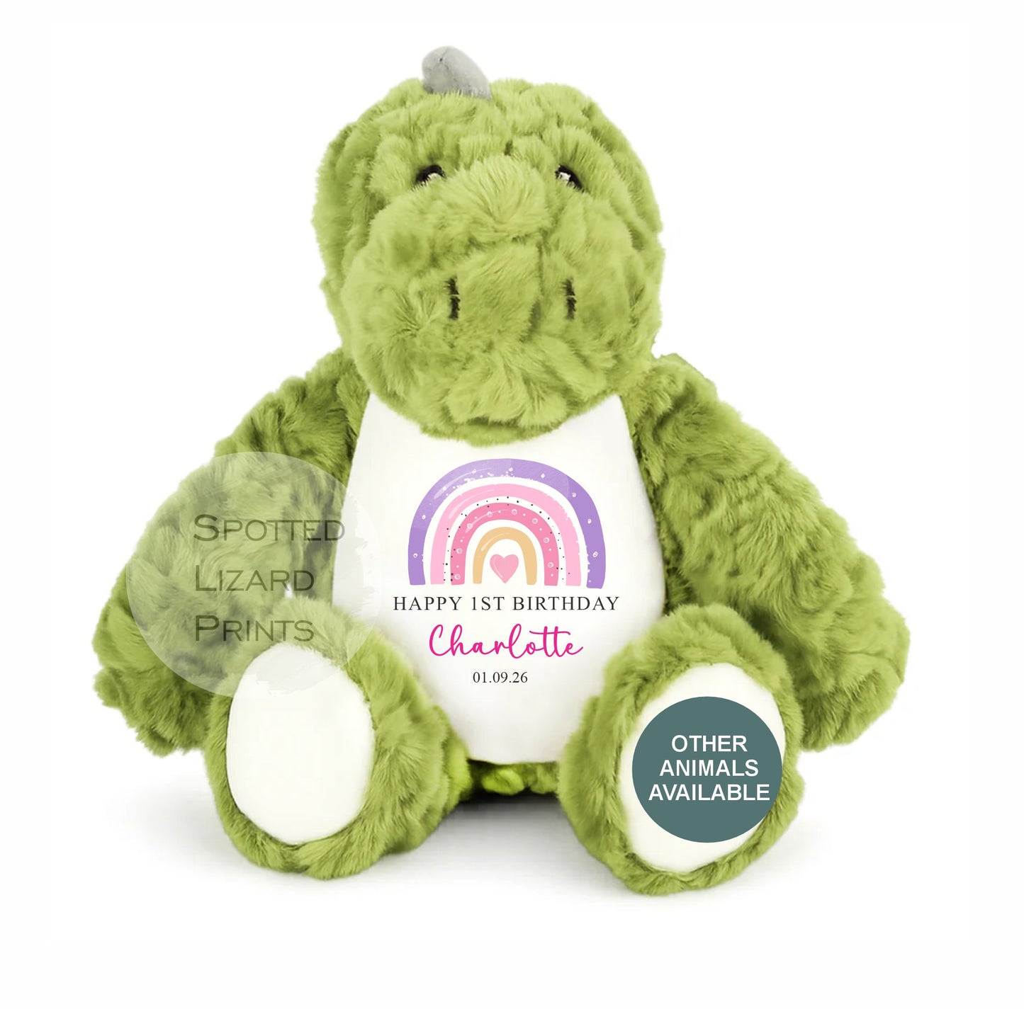Personalised First Birthday , Rainbow 1st Birthday Gift Girl Teddy, 1st Baby Girl, Birthday Present, Personalised 1st Birthday Soft Toy