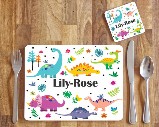 dinosaur placemat and coaster set