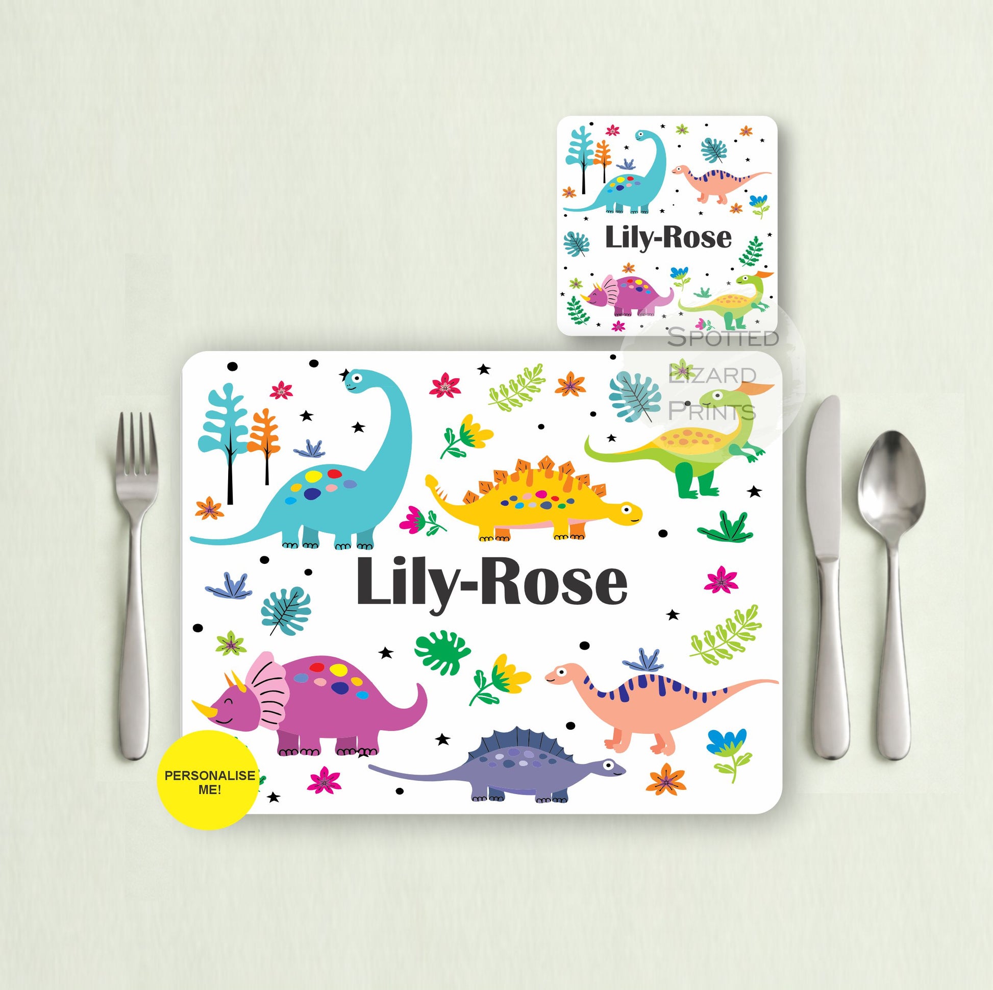 Gift for Kids - Personalised Placemat - Placemat and Coast set - Personalised Tableware - Personalised Coaster - 