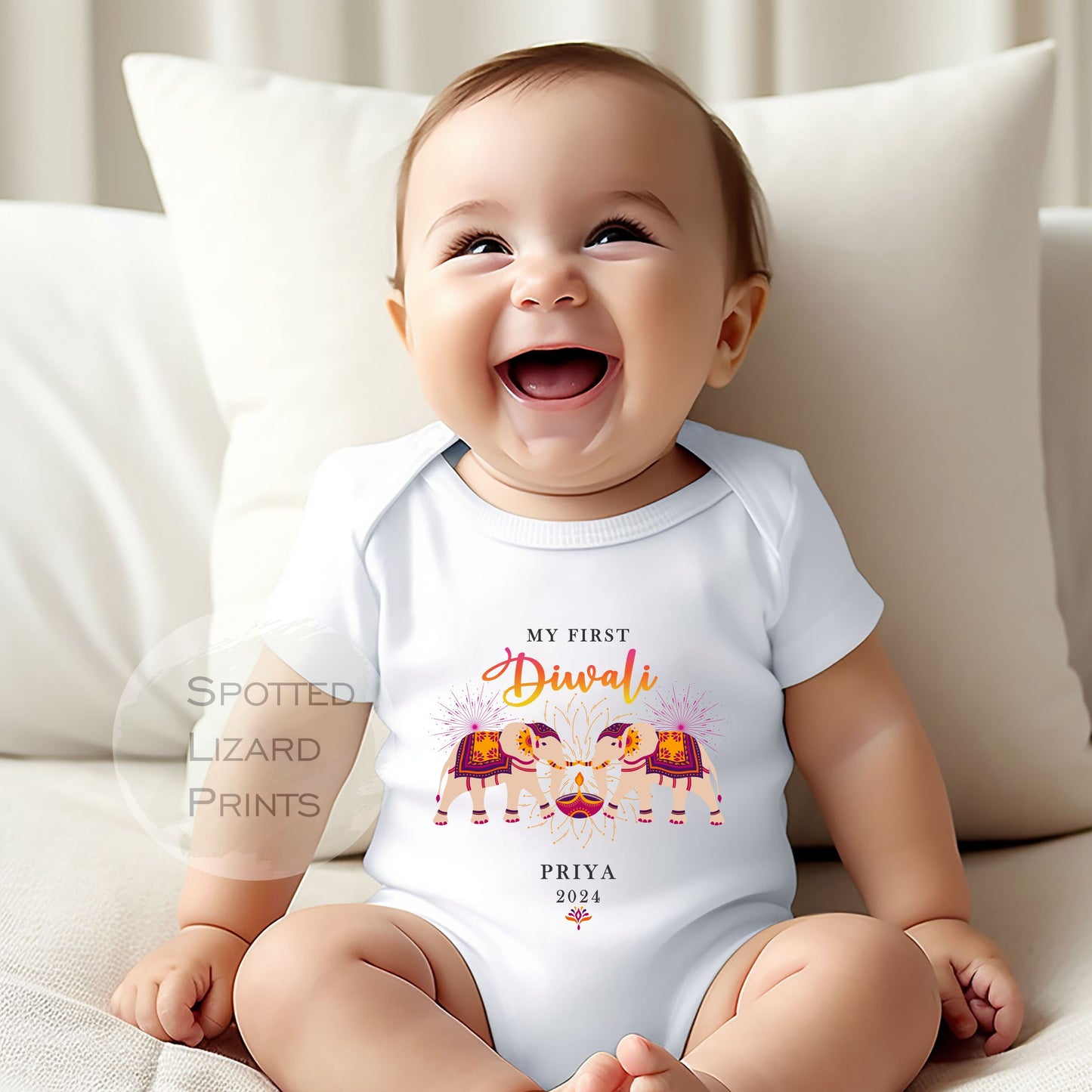 My First Diwali Personalised Baby - First Diwali sleepsuit - 1st Diwali Gift - Festival of Light Hindu Sikh Celebration - Diwali Baby Outfit