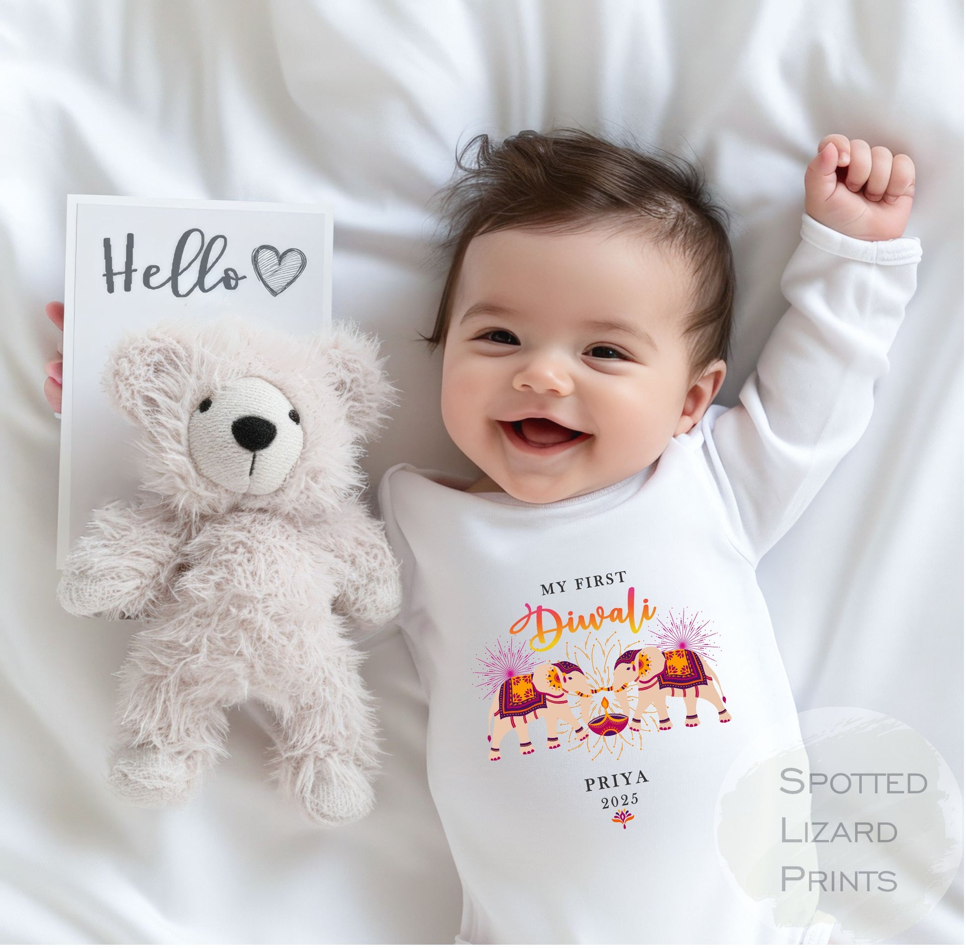 My First Diwali Personalised Baby - First Diwali sleepsuit - 1st Diwali Gift - Festival of Light Hindu Sikh Celebration - Diwali Baby Outfit