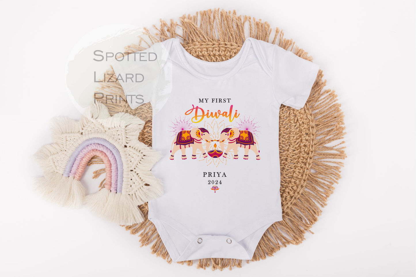 My First Diwali Personalised Baby - First Diwali sleepsuit - 1st Diwali Gift - Festival of Light Hindu Sikh Celebration - Diwali Baby Outfit