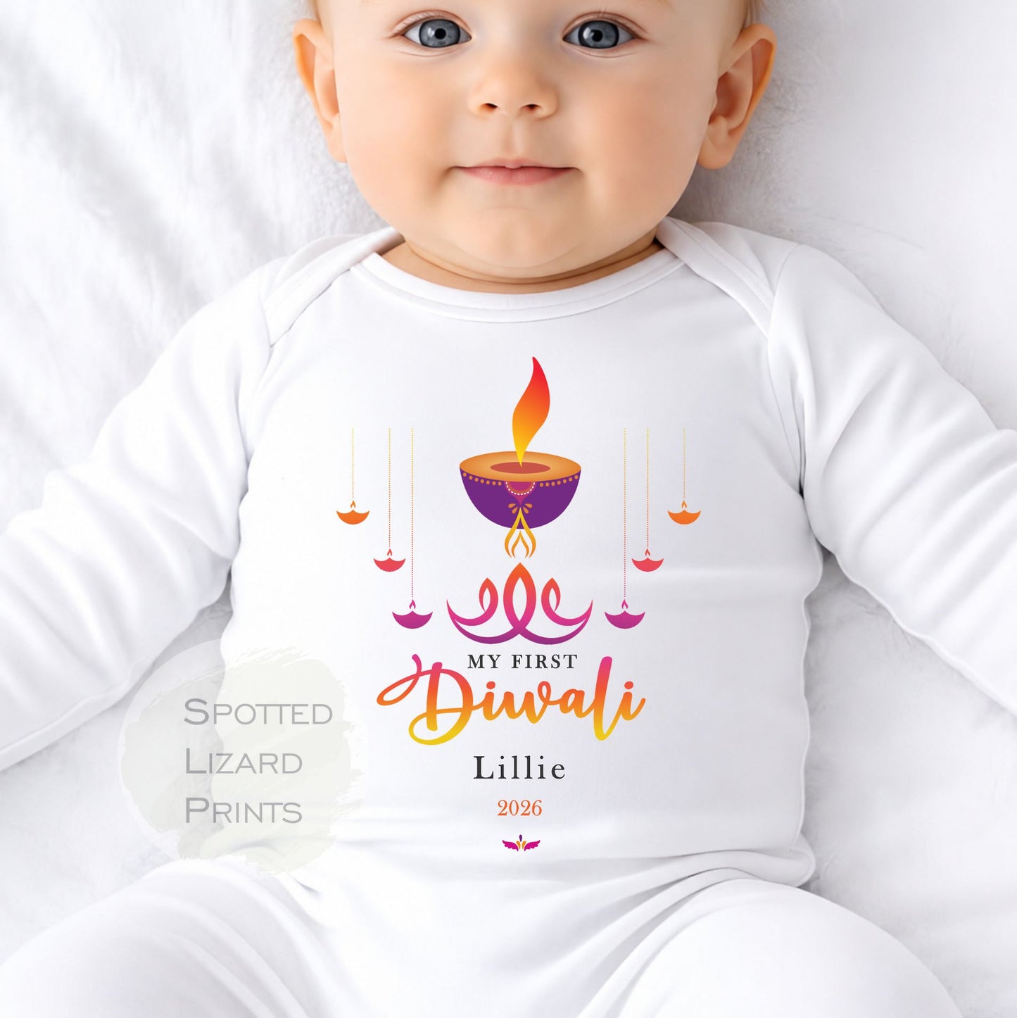 My First Diwali Personalised Baby - First Diwali sleepsuit - 1st Diwali Gift - Festival of Light Hindu Sikh Celebration - Diwali Baby Outfit