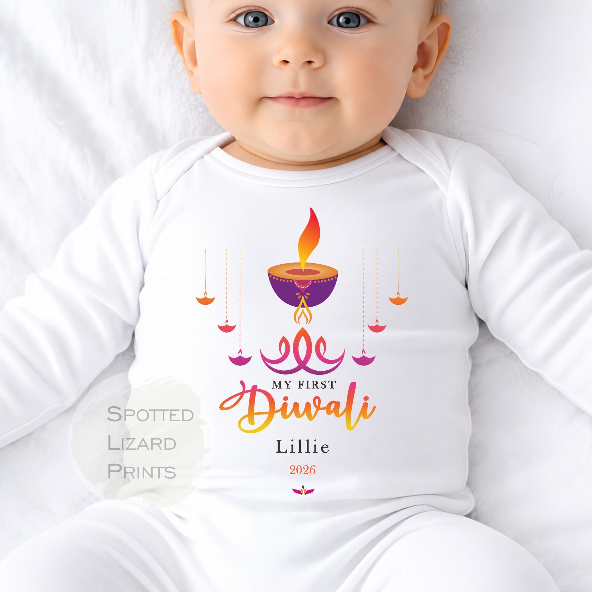 My First Diwali Personalised Baby - First Diwali sleepsuit - 1st Diwali Gift - Festival of Light Hindu Sikh Celebration - Diwali Baby Outfit