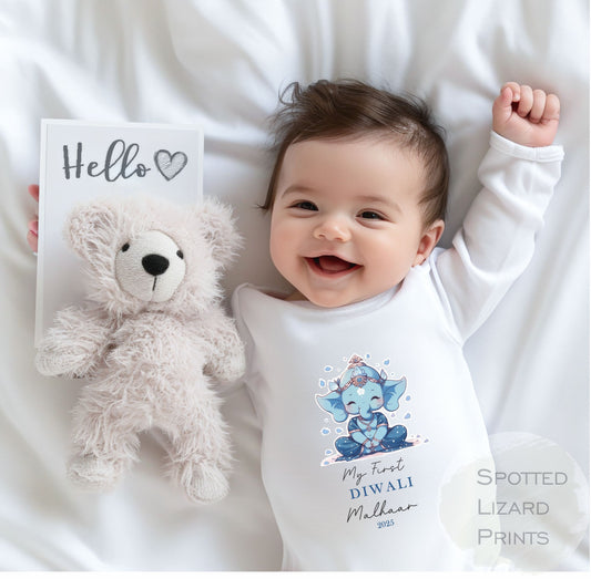My First Diwali Personalised Baby - First Diwali sleepsuit - 1st Diwali Gift - Festival of Light Hindu Sikh Celebration - Diwali Baby Outfit
