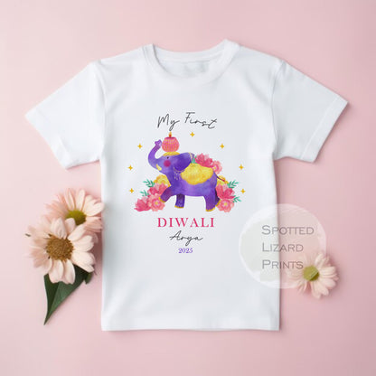 Personalised My First Diwali - Diwali Baby Vest or Rompersuit - Happy Diwali Gift - My First Diwali Gift Babygrow , Diwali Sleepsuit