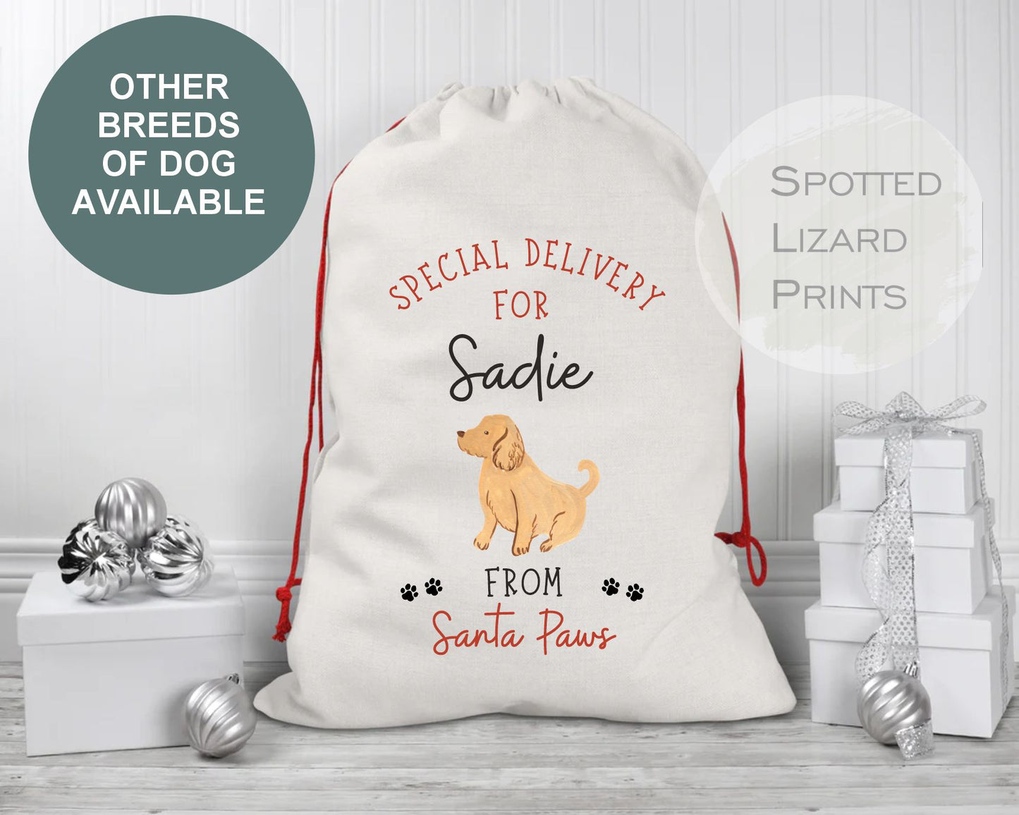Dog Santa Sack with name of dog