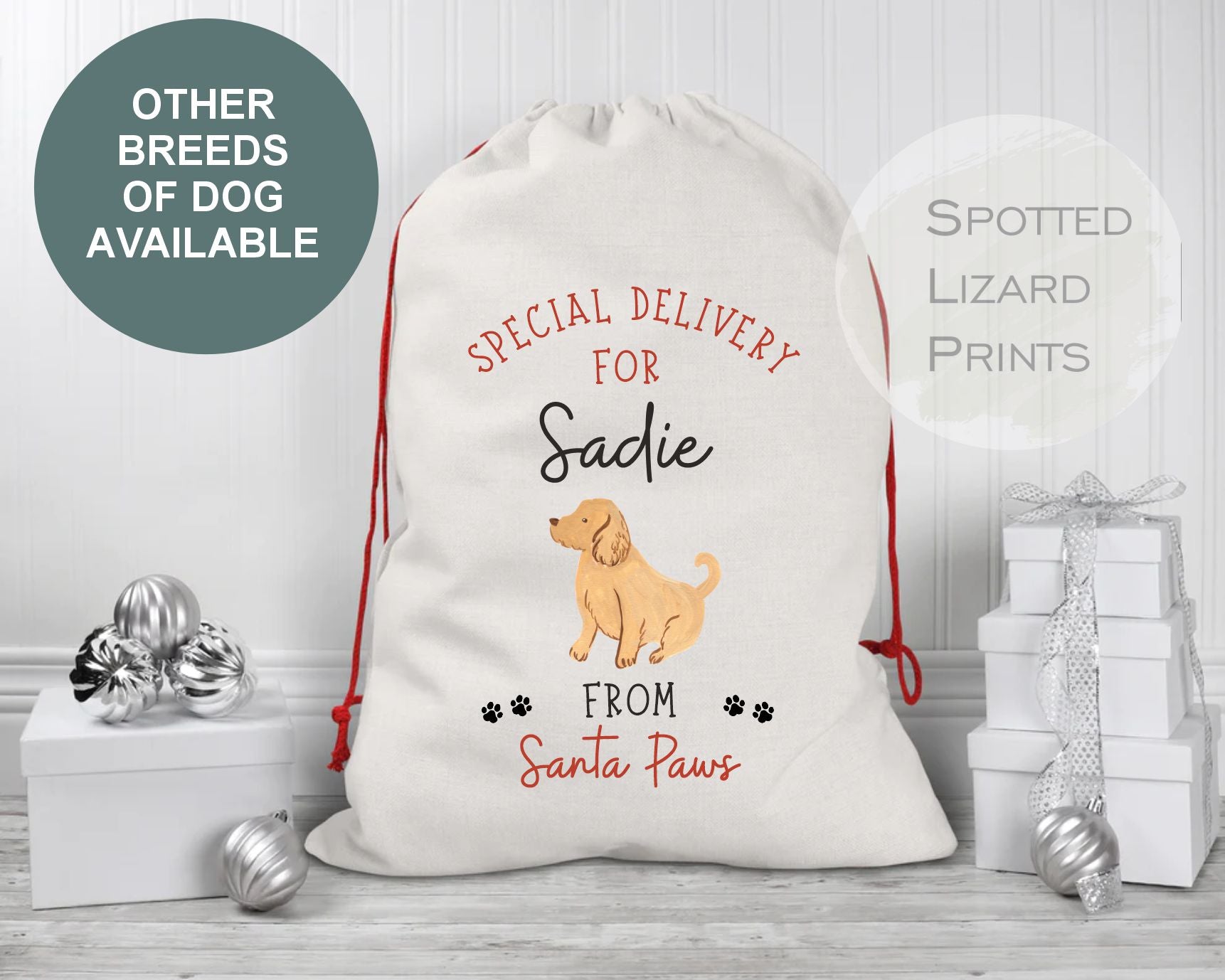 Dog Santa Sack with name of dog
