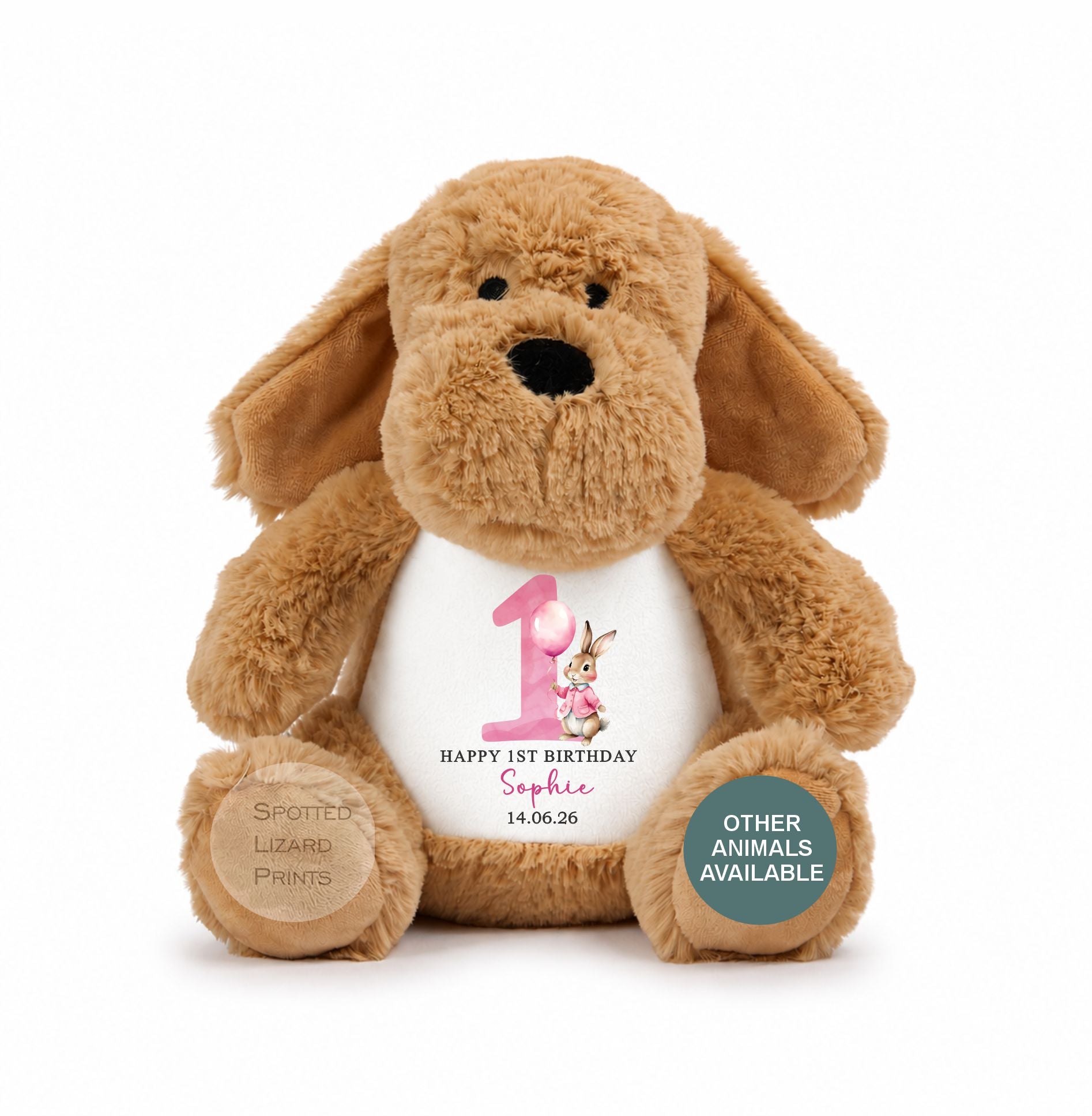 Personalised First Birthday , 1st Birthday Gift Girl Teddy, 1st Baby Girl, Birthday Present, Personalised 1st Birthday Soft Toy
