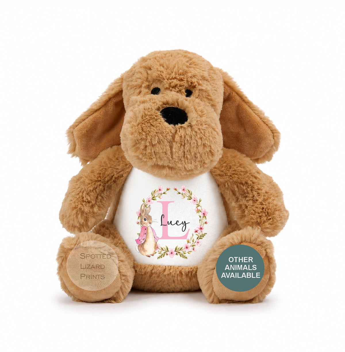 Personalised Peter Rabbit Style Plush Toy | Floral Bunny Baby Gift | New Baby, Christening & Birthday Gift