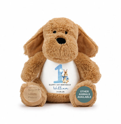 Personalised First Birthday , 1st Birthday Gift Boy Teddy, 1st Baby Boy, Birthday Present, Personalised 1st Birthday Soft Toy