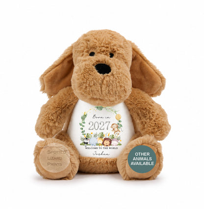 Personalised Baby Soft Toy Born in 2027 | Custom Name Plush Teddy | New Baby Gift | Baby Shower Gift | Baby Girl Boy Keepsake | Welcome