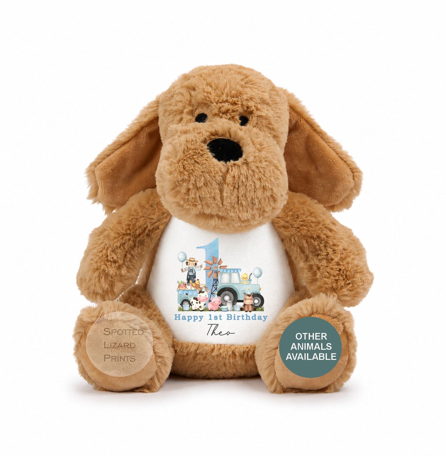 Personalised First Birthday Farm, Tractor 1st Birthday Gift Girl Teddy, 1st Baby Girl, Birthday Present, Personalised 1st Birthday Soft Toy