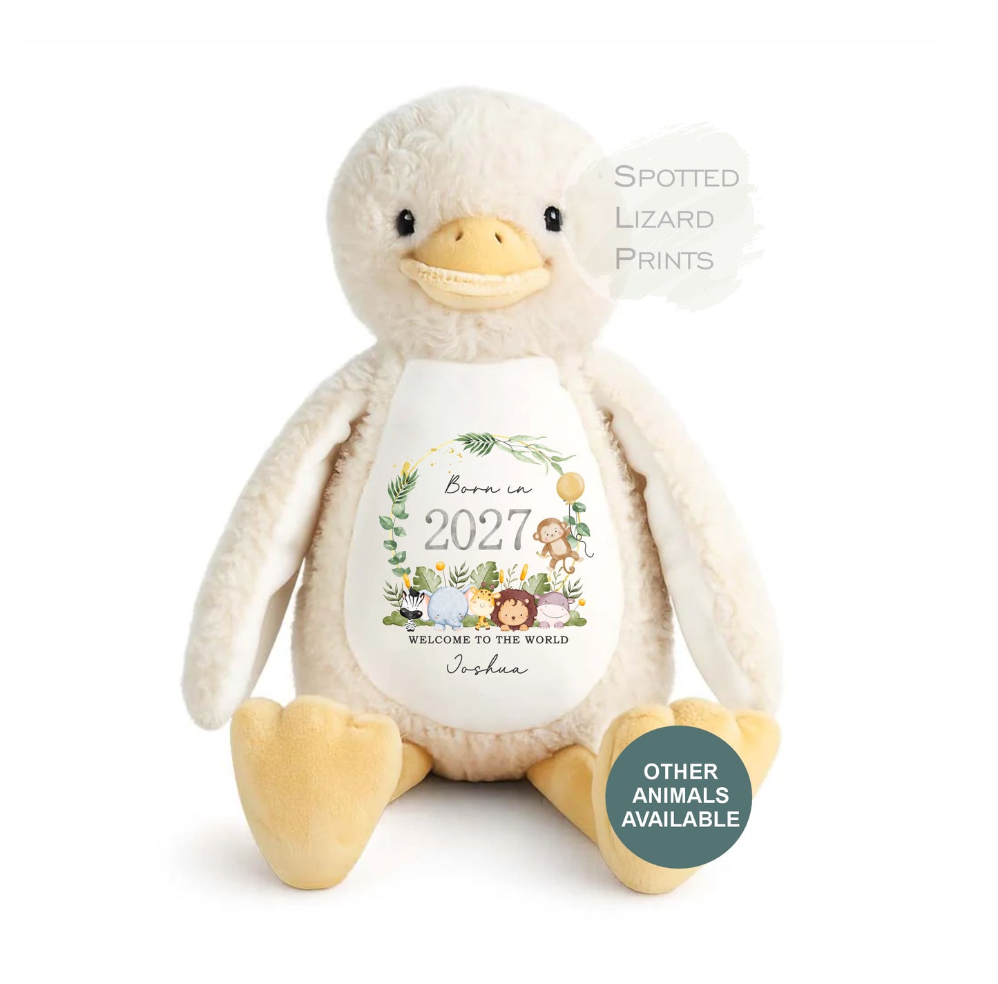 Personalised Baby Soft Toy Born in 2027 | Custom Name Plush Teddy | New Baby Gift | Baby Shower Gift | Baby Girl Boy Keepsake | Welcome