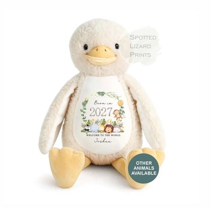 Personalised Baby Soft Toy Born in 2027 | Custom Name Plush Teddy | New Baby Gift | Baby Shower Gift | Baby Girl Boy Keepsake | Welcome
