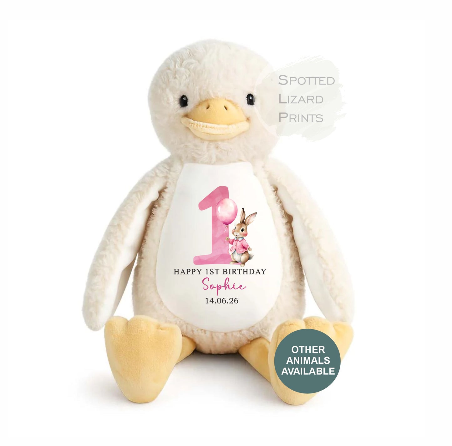 Personalised First Birthday , 1st Birthday Gift Girl Teddy, 1st Baby Girl, Birthday Present, Personalised 1st Birthday Soft Toy