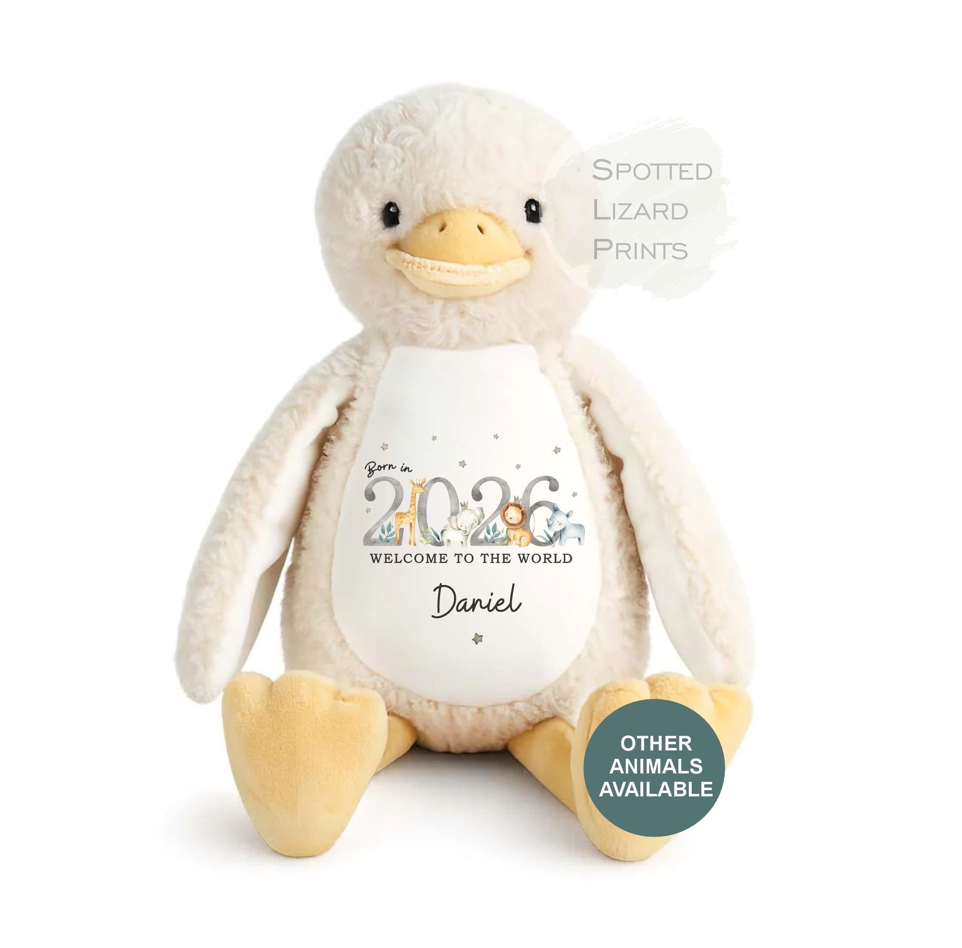 Personalised Born in 2026 Soft Toy Name, Welcome to the World - Baby Shower - Baby Gift - Baby Girl Baby Boy - personalised baby gift