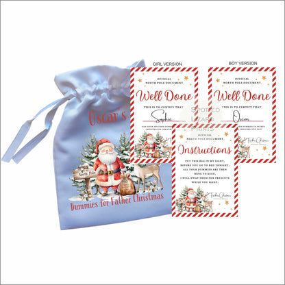 Personalised Dummy for Santa Bag and Letter, Dummies Bag for Father Christmas, Dummy for Santa Baby Pouch and Note, Dummy Fairy Bag