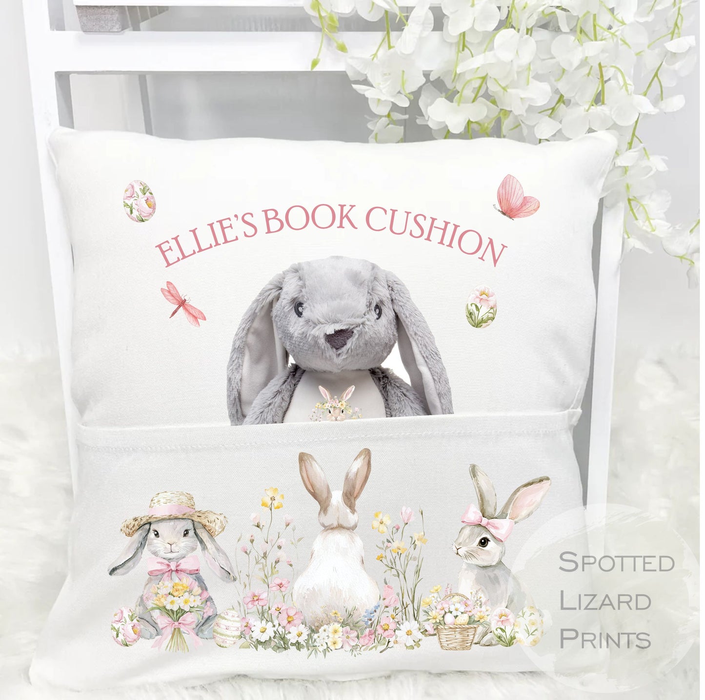 personalised easter book cushion