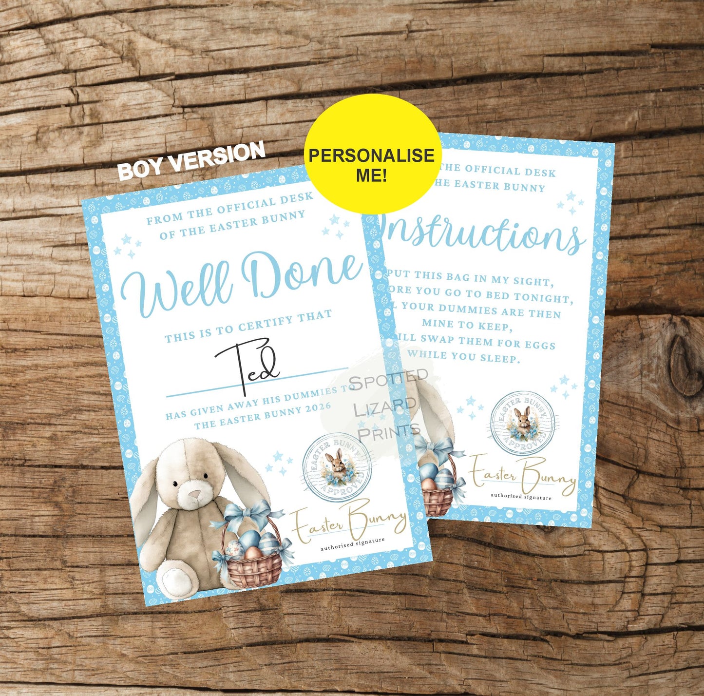 Personalised Dummy for The Easter Bunny and Letter, Dummies Bag for Easter Bunny, Dummy for Easter Baby Pouch and Note, Dummy Fairy Bag