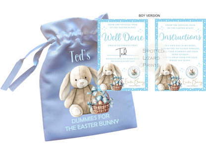 Personalised Dummy for The Easter Bunny and Letter, Dummies Bag for Easter Bunny, Dummy for Easter Baby Pouch and Note, Dummy Fairy Bag
