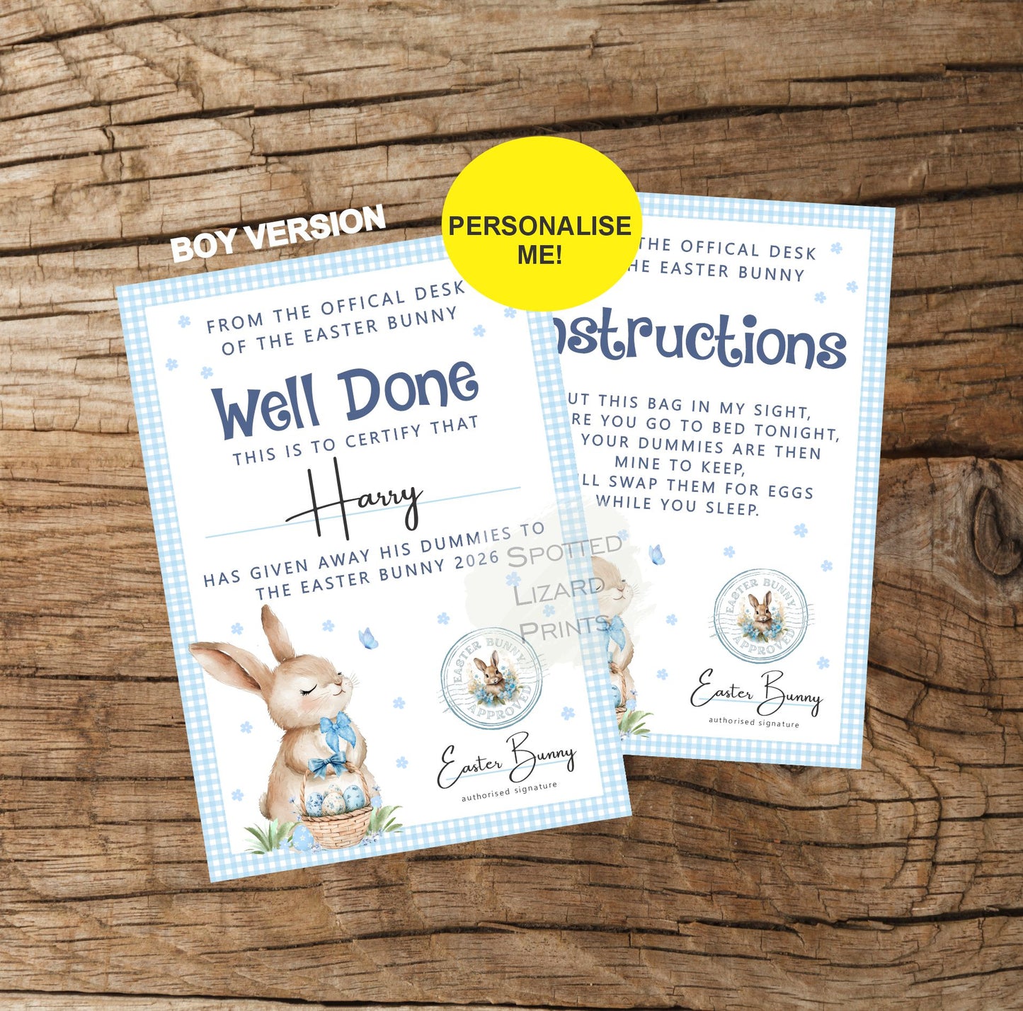 Personalised Dummy for The Easter Bunny and Letter, Dummies Bag for Easter Bunny, Dummy for Easter Baby Pouch and Note, Dummy Fairy Bag