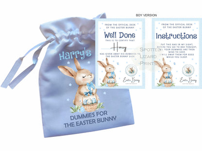 Personalised Dummy for The Easter Bunny and Letter, Dummies Bag for Easter Bunny, Dummy for Easter Baby Pouch and Note, Dummy Fairy Bag