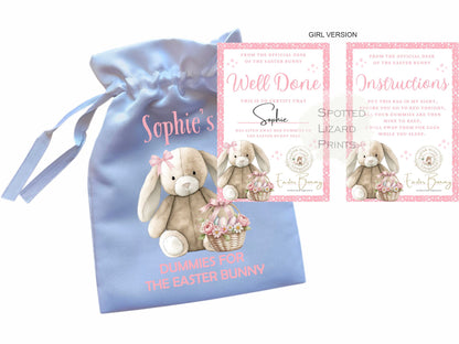 Personalised Dummy for The Easter Bunny and Letter, Dummies Bag for Easter Bunny, Dummy for Easter Baby Pouch and Note, Dummy Fairy Bag