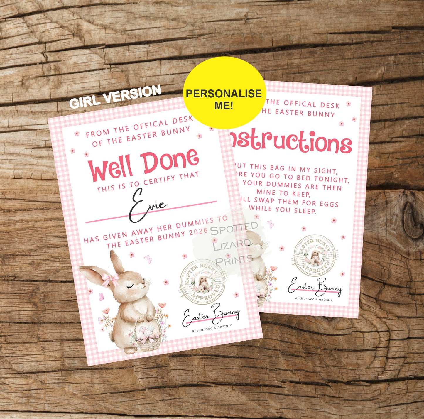 Personalised Dummy for The Easter Bunny and Letter, Dummies Bag for Easter Bunny, Dummy for Easter Baby Pouch and Note, Dummy Fairy Bag