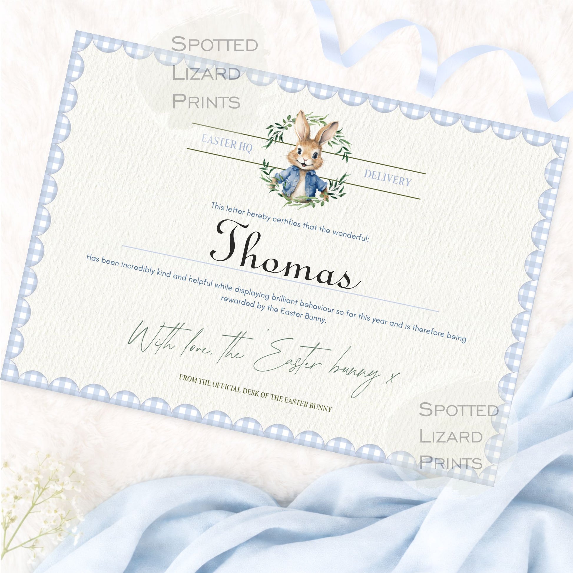 Personalised Easter Bunny Certificate
