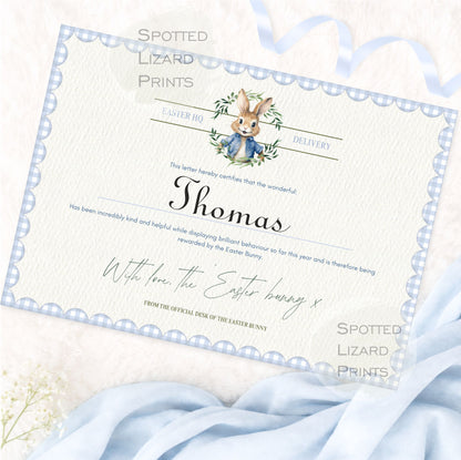 Personalised Easter Bunny Certificate