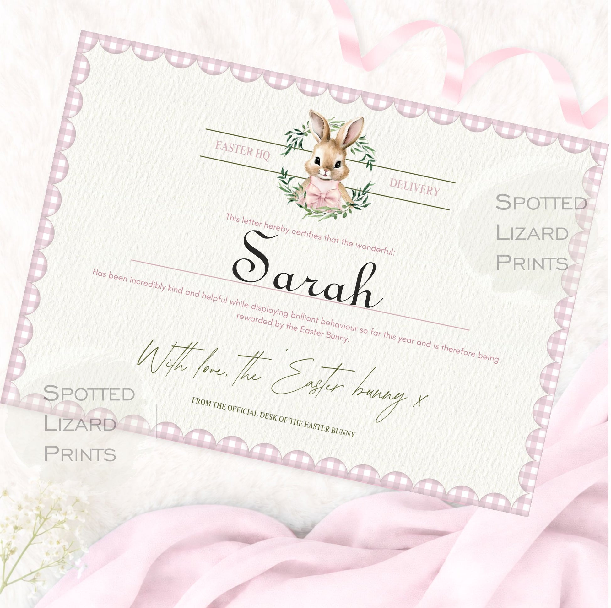 Personalised Easter Bunny Certificate