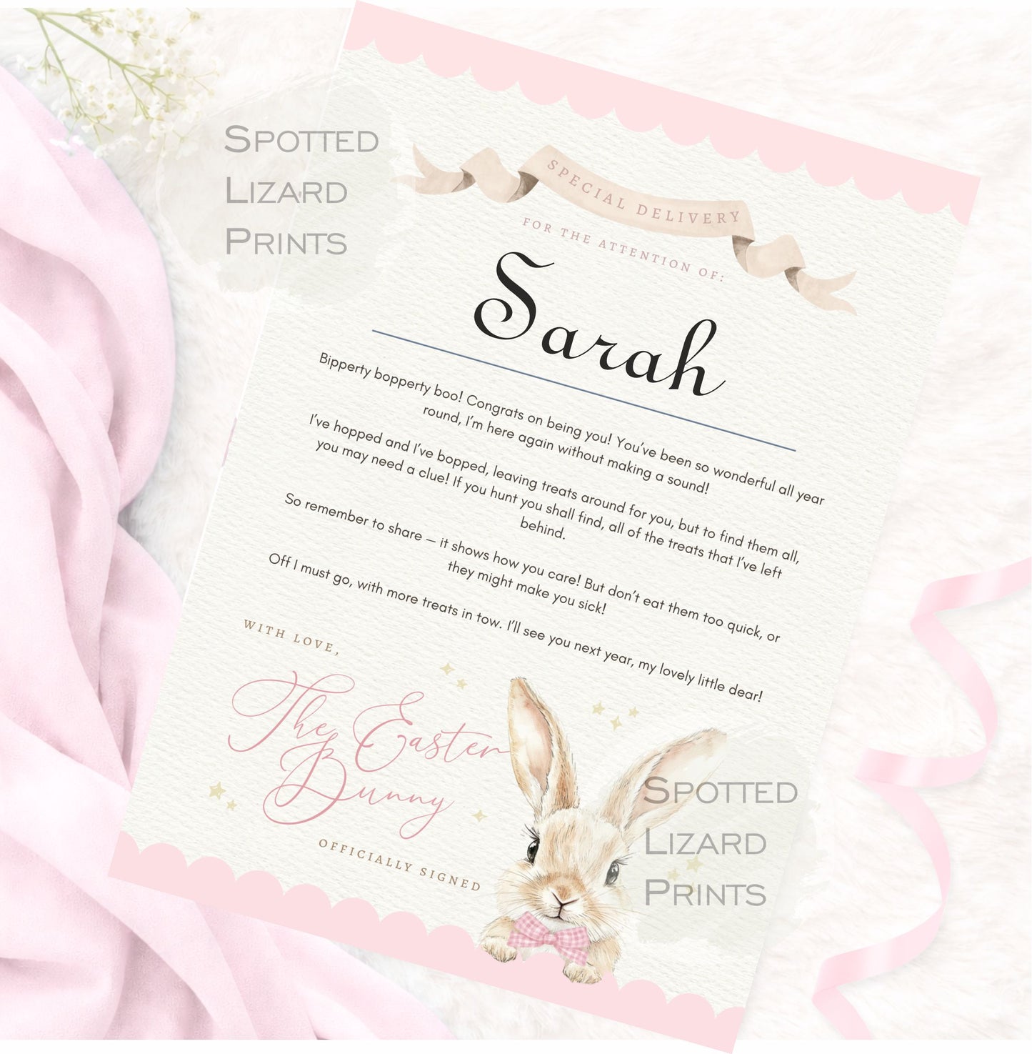 Personalised Easter Bunny Letter