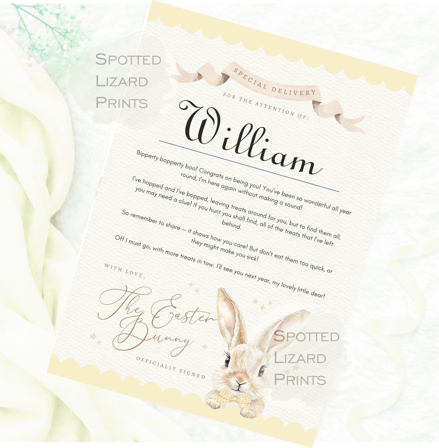 Personalised Easter Bunny Letter