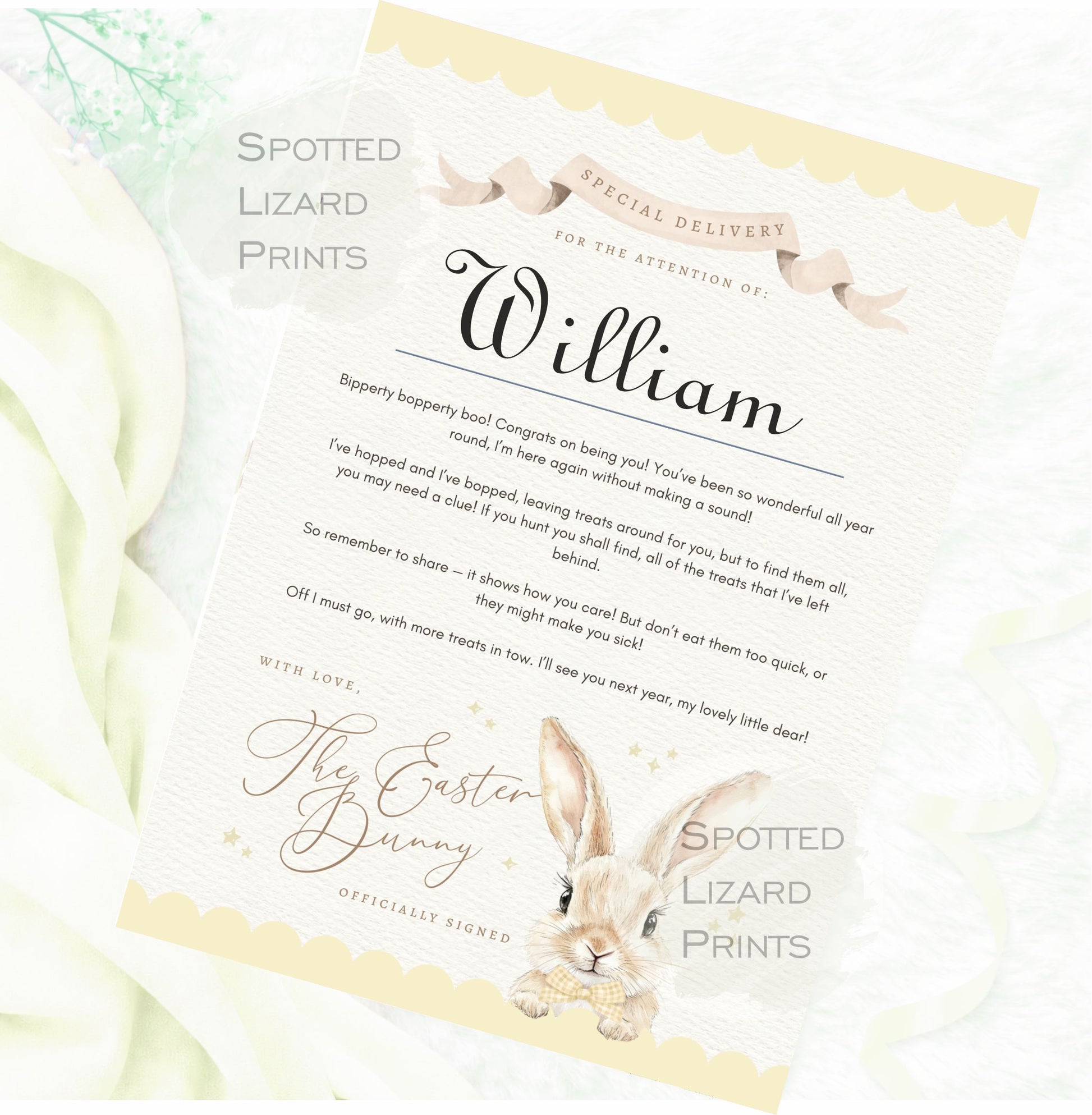 Personalised Easter Bunny Letter