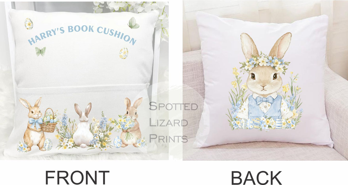 personalised easter book cushion