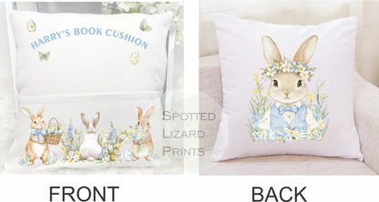 personalised easter book cushion