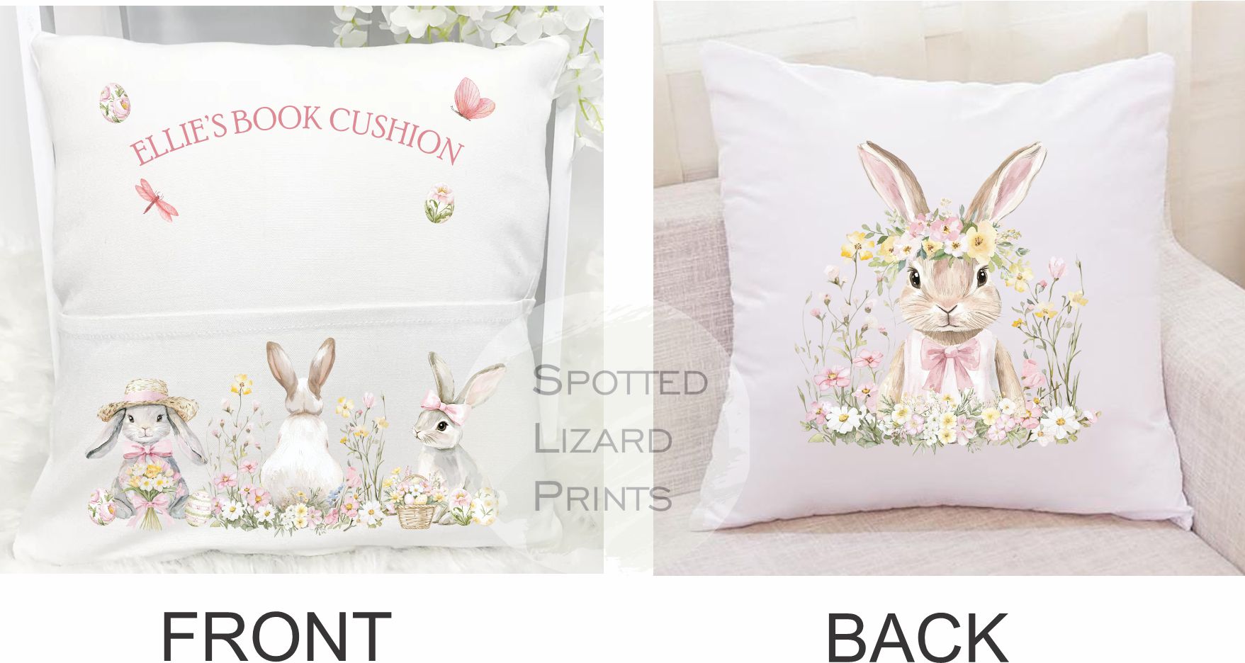 personalised easter book cushion