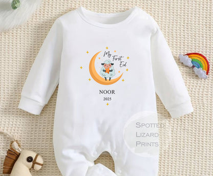 My First Eid Mubarak Personalised Baby - First Eid sleepsuit - 1st Eid Gift - Ramadan Baby Outfit