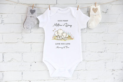 Our first mothers day personalised baby vest