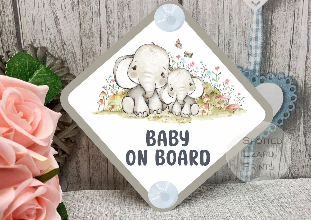 Elephant Baby on Board Car Sign - Baby on Board | Child on Board