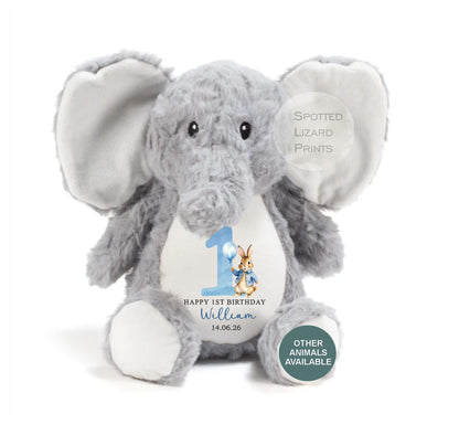 Personalised First Birthday , 1st Birthday Gift Boy Teddy, 1st Baby Boy, Birthday Present, Personalised 1st Birthday Soft Toy