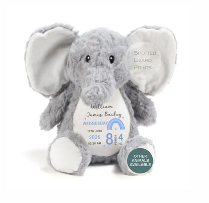 Personalised New Baby Bunny Rabbit Soft Toy Gift - Birth Stats Teddy Bear - Newborn Baby Gift - Baby Keepsake -Soft Toy - Baby Shower Gift
