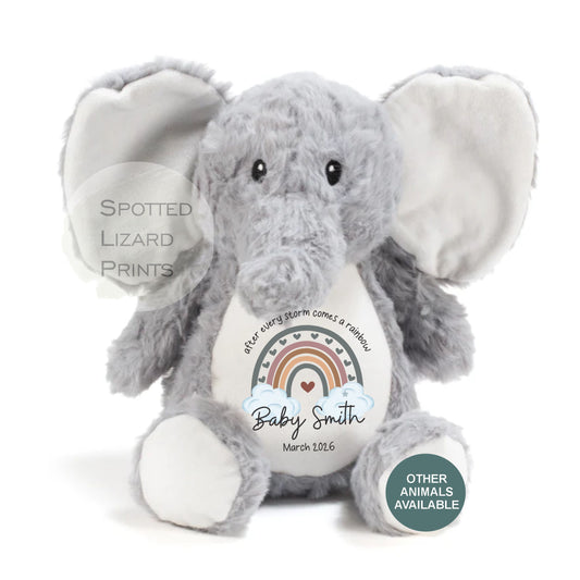 After Every Storm comes a rainbow Baby Teddy - IVF New baby arrival gift, new baby soft toy | miracle baby | rainbow baby