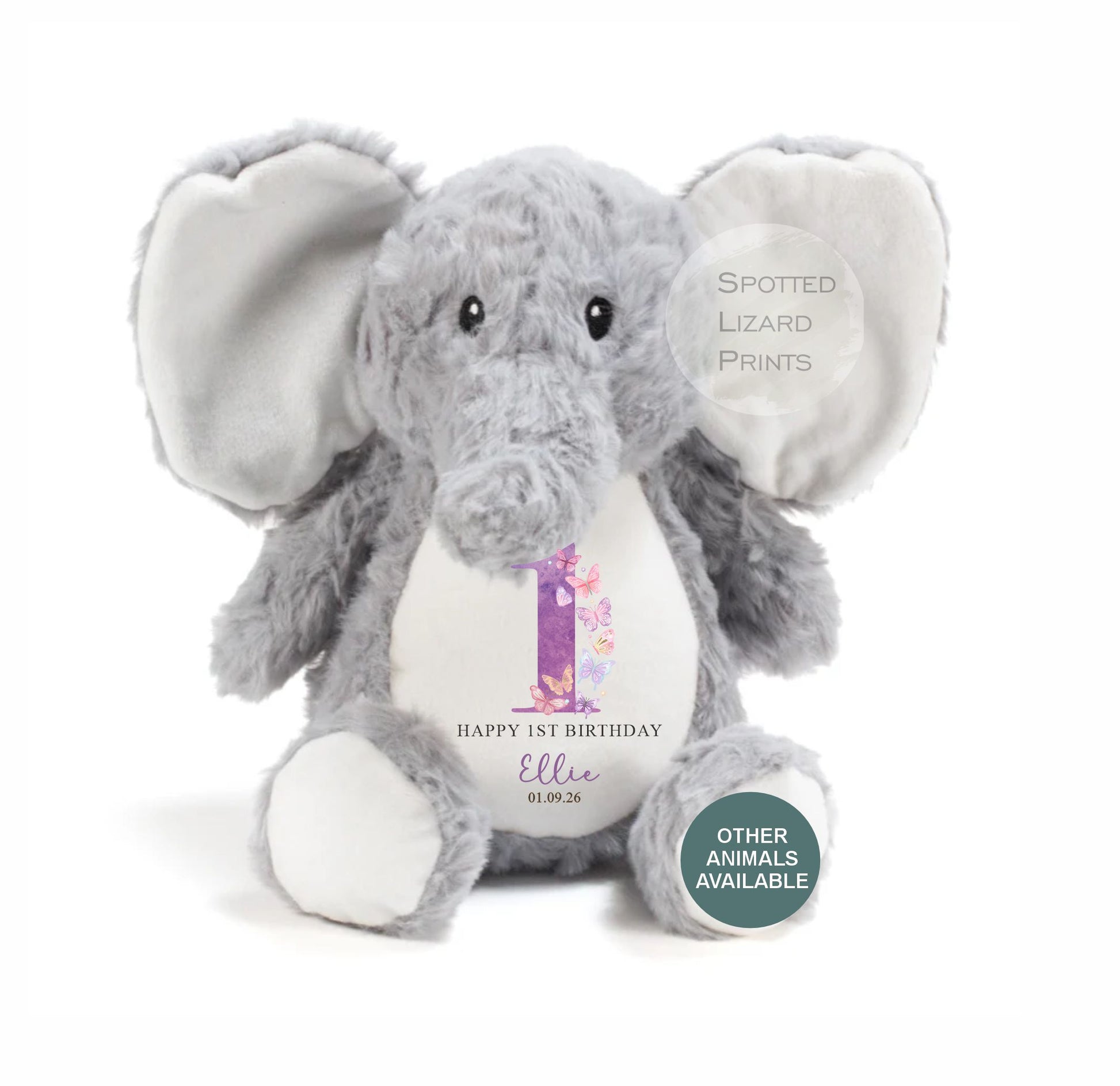 Personalised First Birthday , Butterfly 1st Birthday Gift Girl Teddy, 1st Baby Girl, Birthday Present, Personalised 1st Birthday Soft Toy
