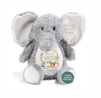 Personalised Baby Soft Toy Born in 2027 | Custom Name Plush Teddy | New Baby Gift | Baby Shower Gift | Baby Girl Boy Keepsake | Welcome
