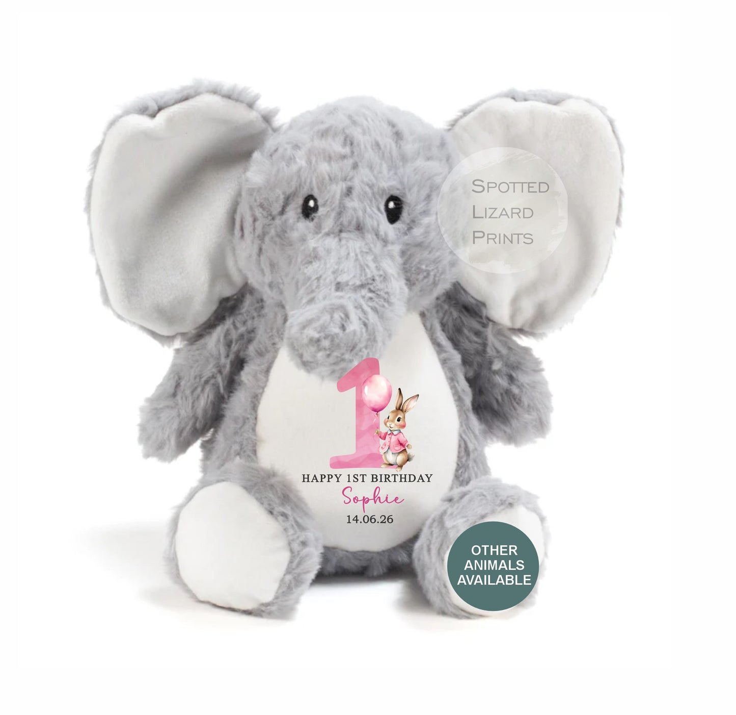 Personalised First Birthday , 1st Birthday Gift Girl Teddy, 1st Baby Girl, Birthday Present, Personalised 1st Birthday Soft Toy