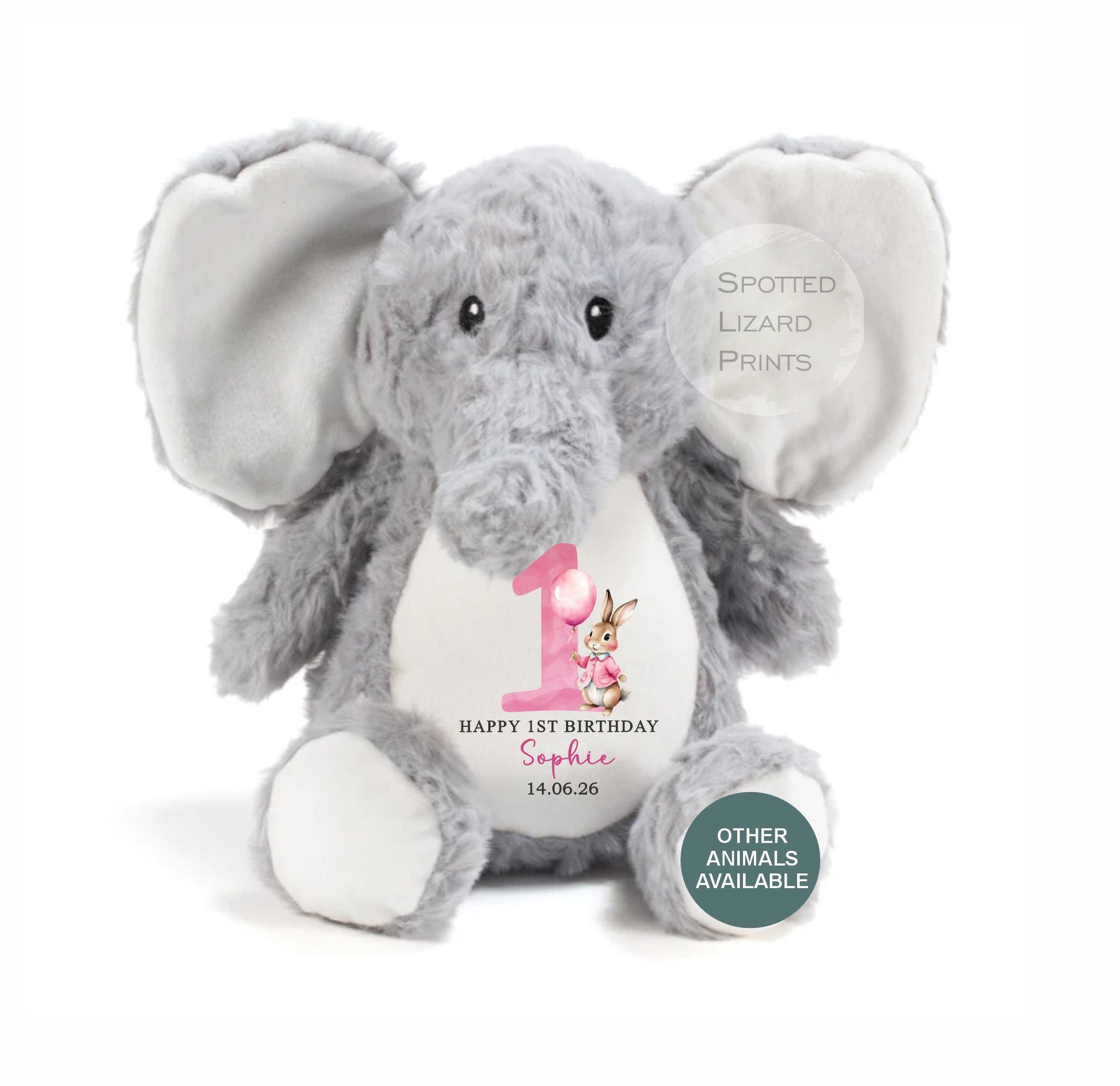 Personalised First Birthday , 1st Birthday Gift Girl Teddy, 1st Baby Girl, Birthday Present, Personalised 1st Birthday Soft Toy
