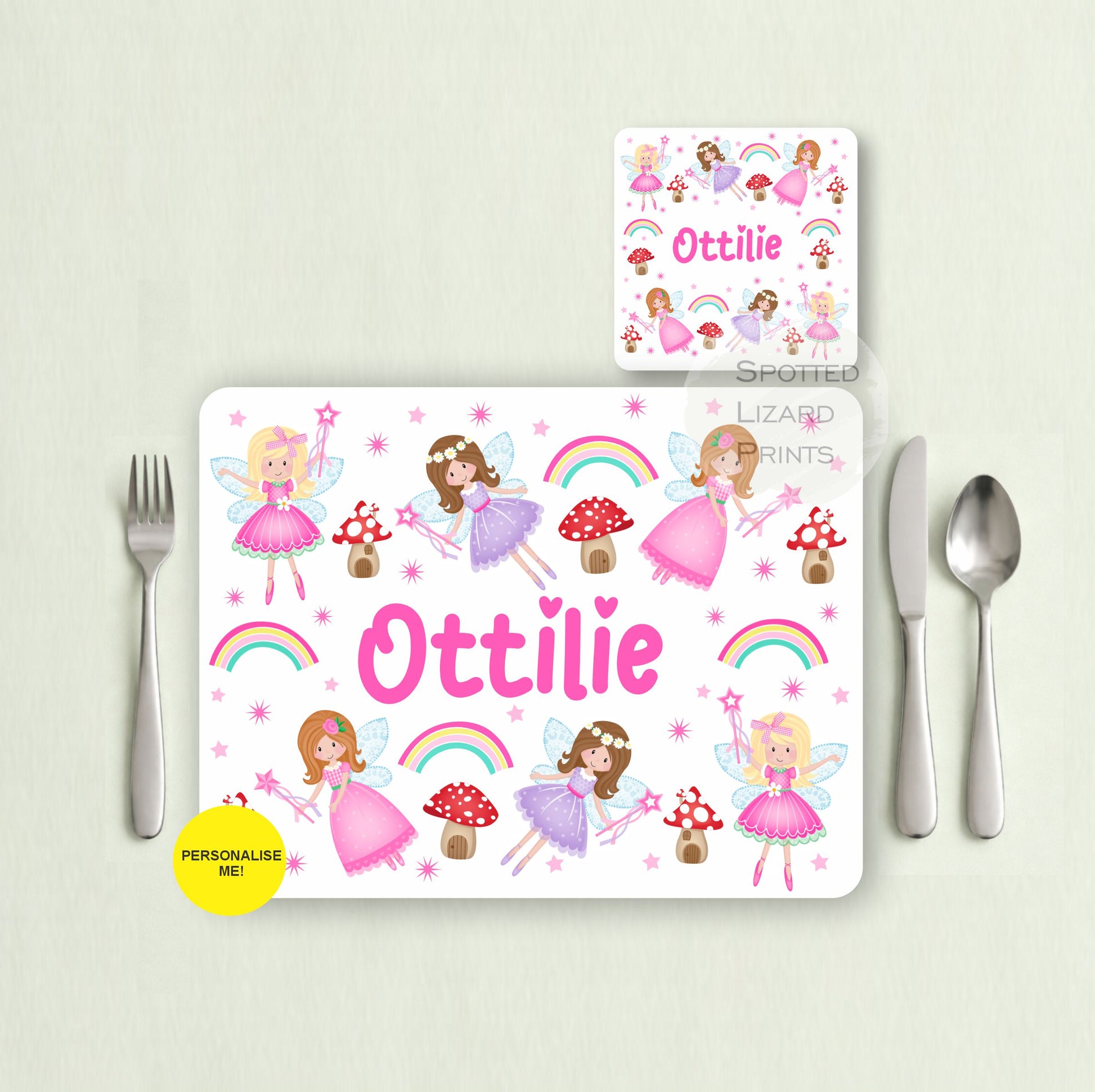 Gift for Kids - Personalised Placemat - Placemat and Coast set - Personalised Tableware - Personalised Coaster - 